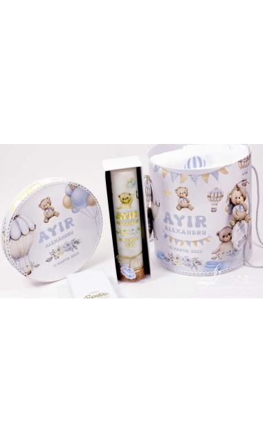 Trusou botez cu ursuleti albastri si baloane de aer cald Teddy Bear Bleu Hot Air Balloons 11